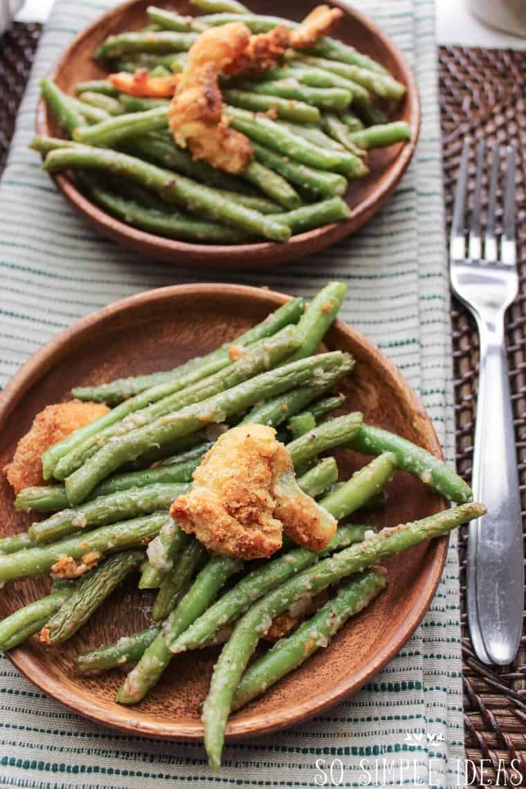 Plates of gluten free green bean casserole