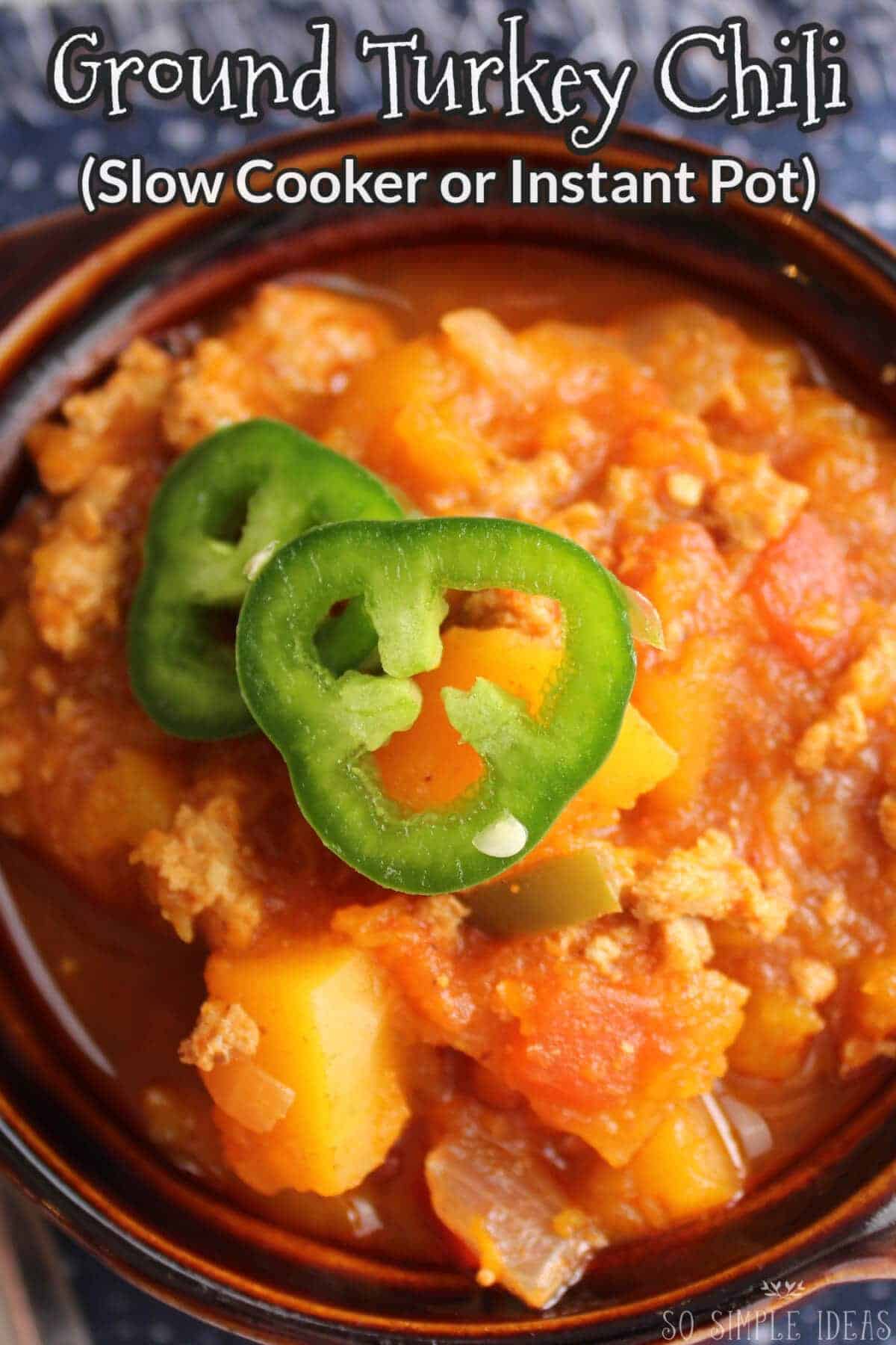 ground turkey chili slow cooker or instant pot recipe cover image