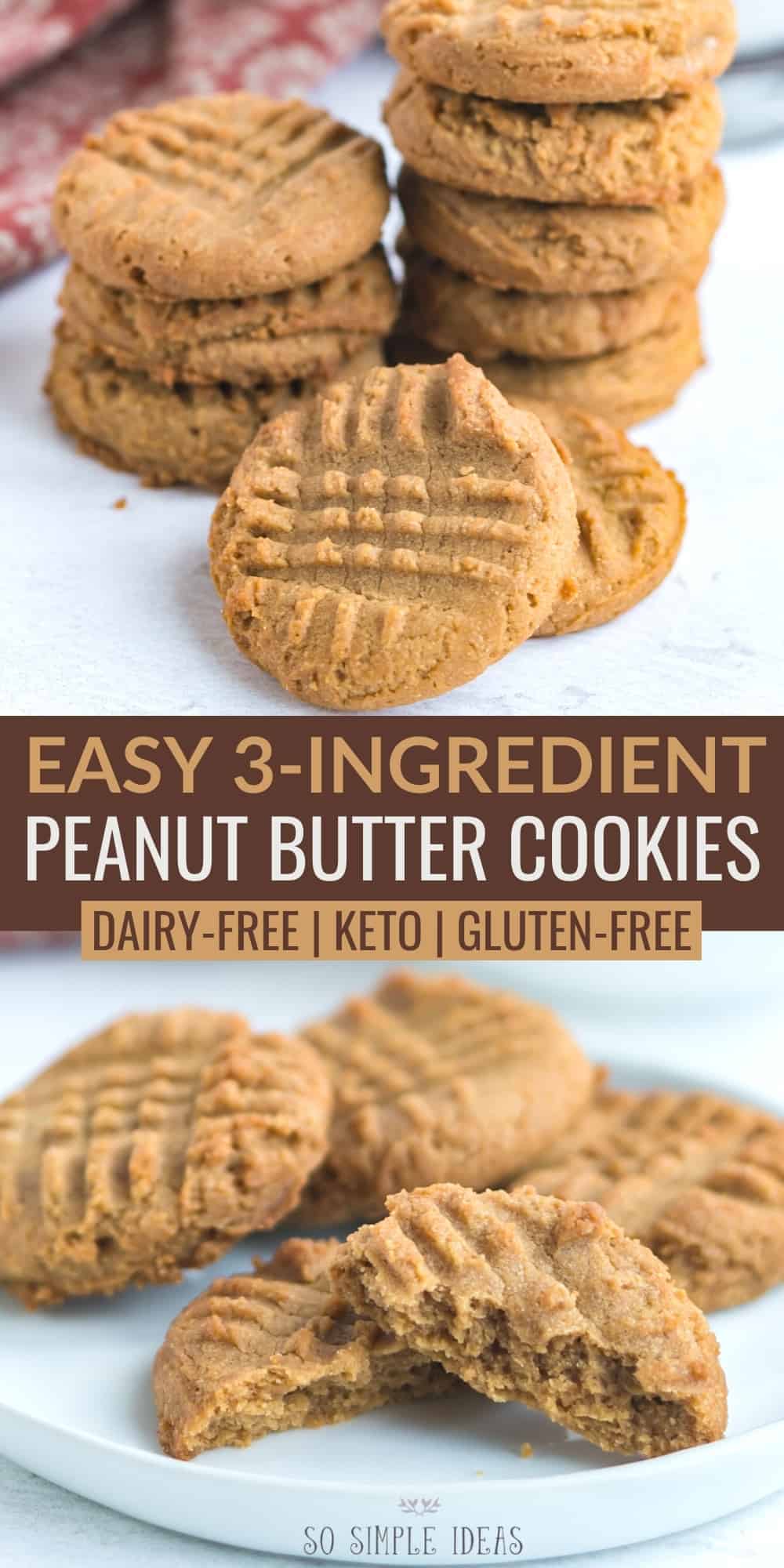 3 ingredient peanut butter cookies pinterest image