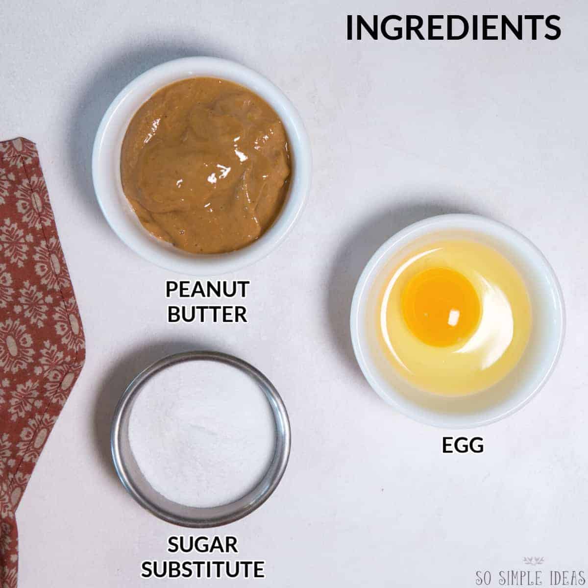 ingredients for 3 ingredient peanut butter cookies keto