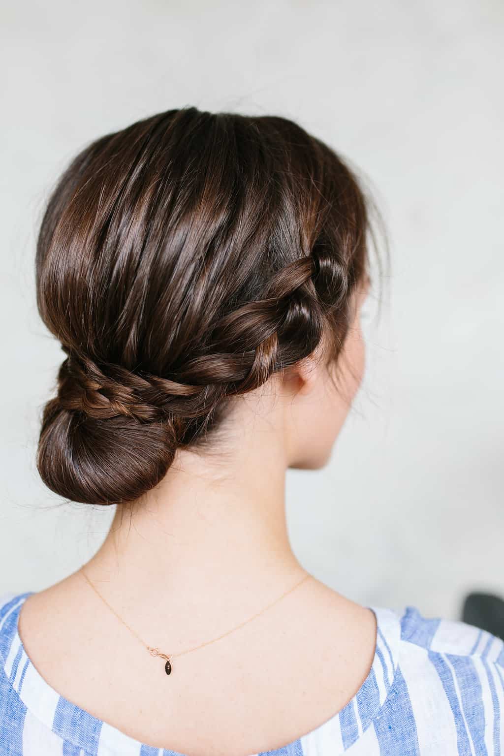 low braided bun for long hair