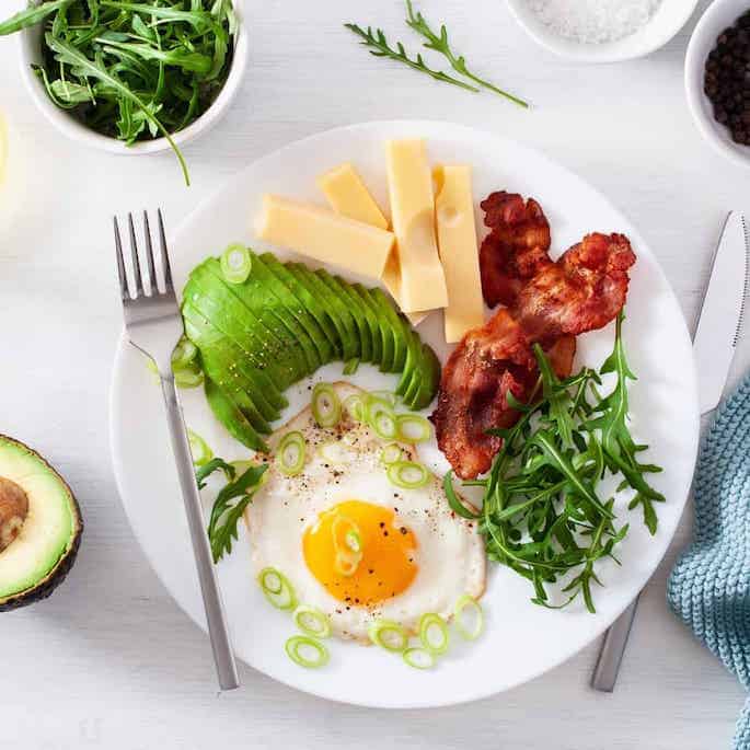 keto macro meal for weight loss on white plate