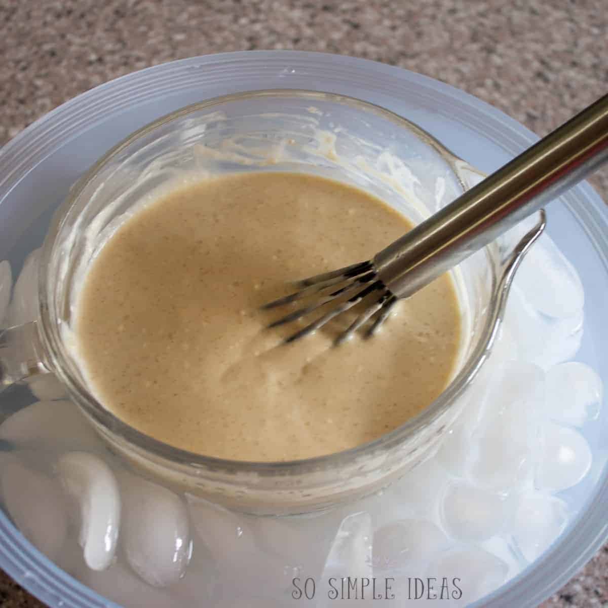 chill ice cream mixture in ice water bath