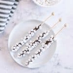 hot chocolate stirrers on white plate