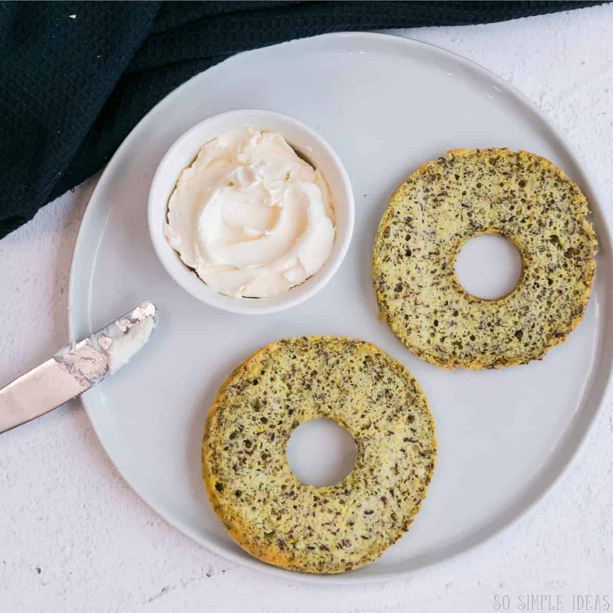 keto onion bagels sliced