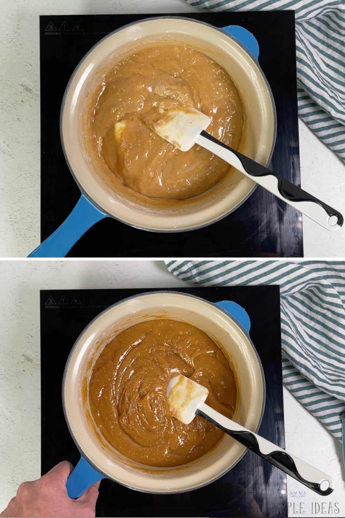 final cooking of peanut butter fat bomb mixture