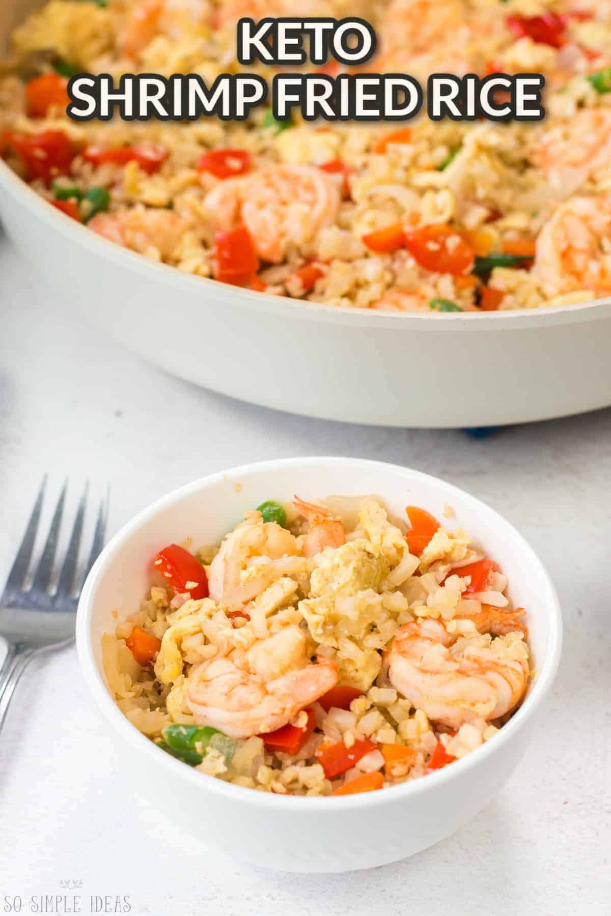 keto shrimp fried rice with text overlay.