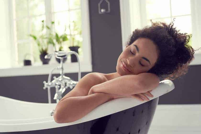 woman in bath relaxing