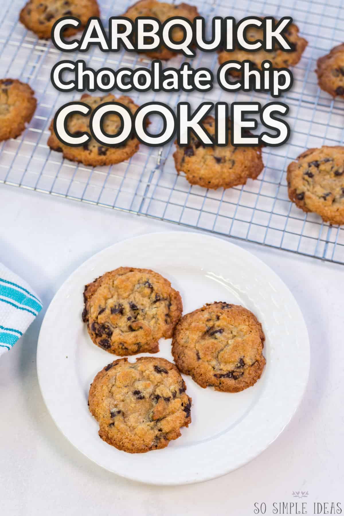 carbquik chocolate chip cookies with text overlay.