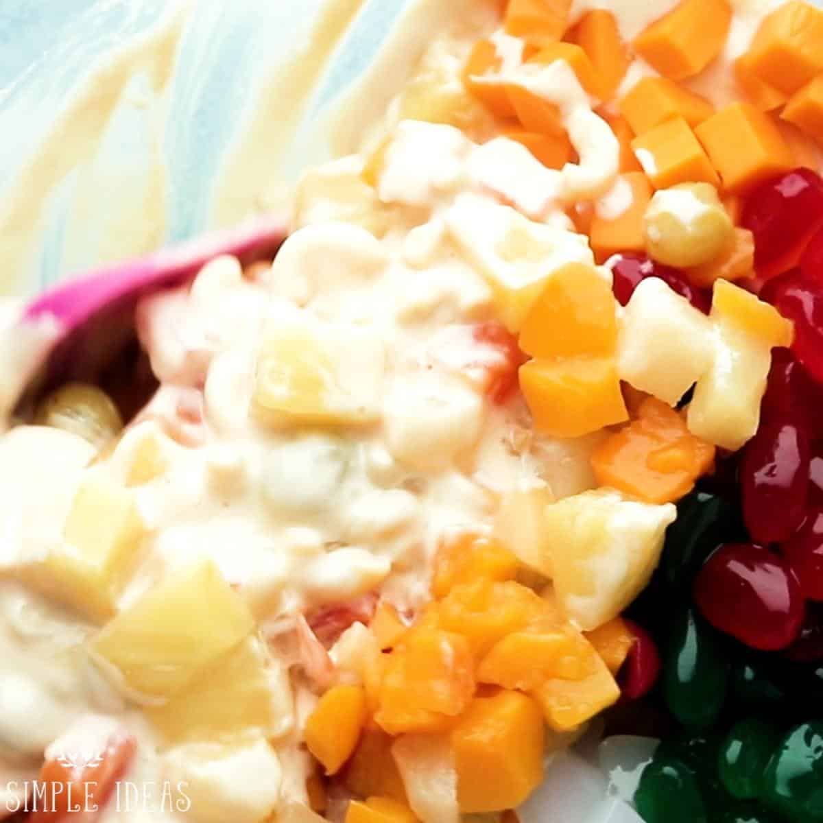 combining all the ingredients in large glass bowl.