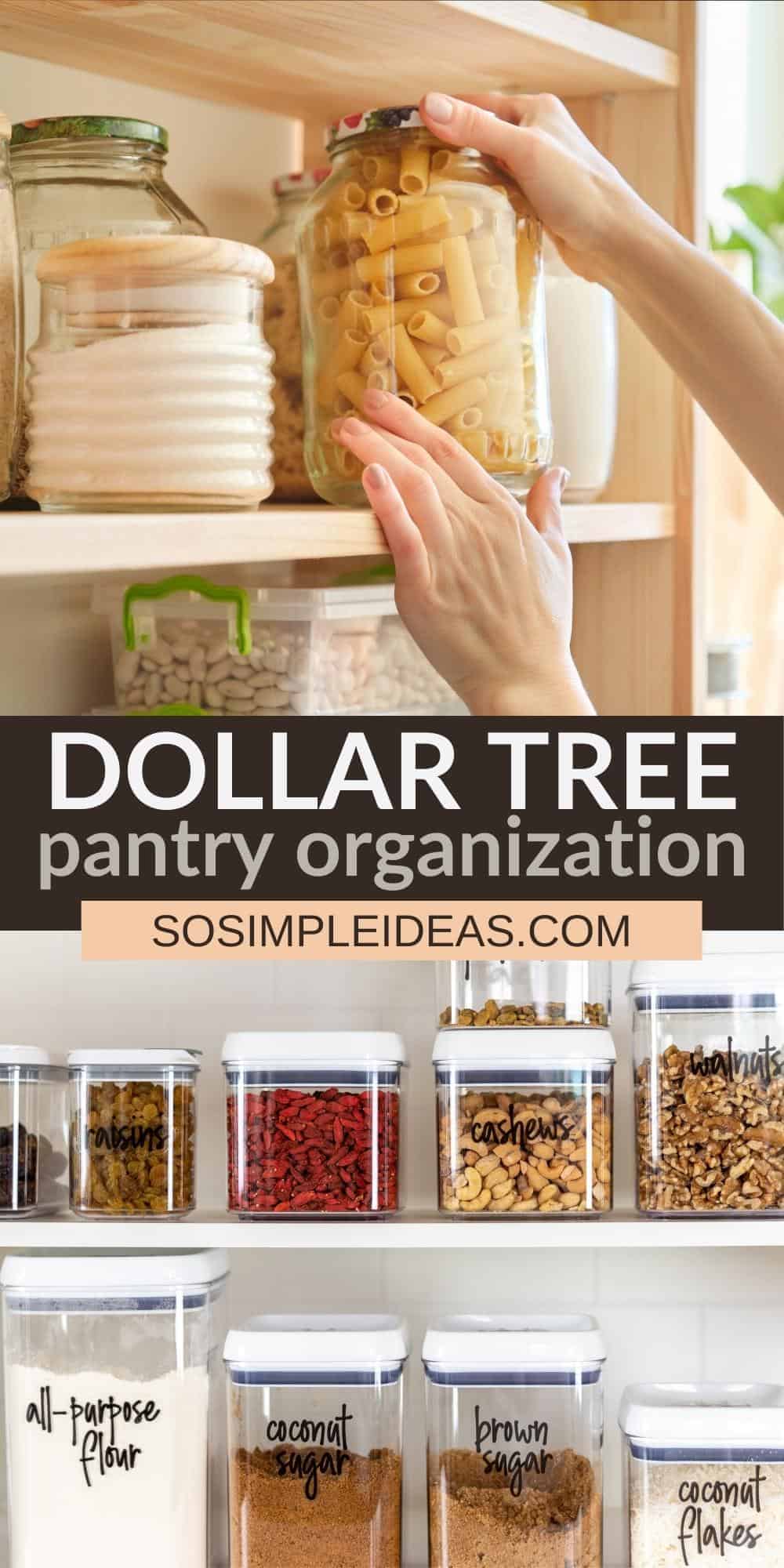 dollar tree pantry organization pinterest image.
