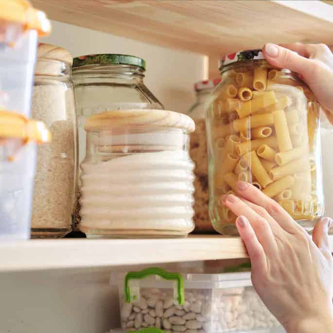 dollar tree pantry organization glass jars.