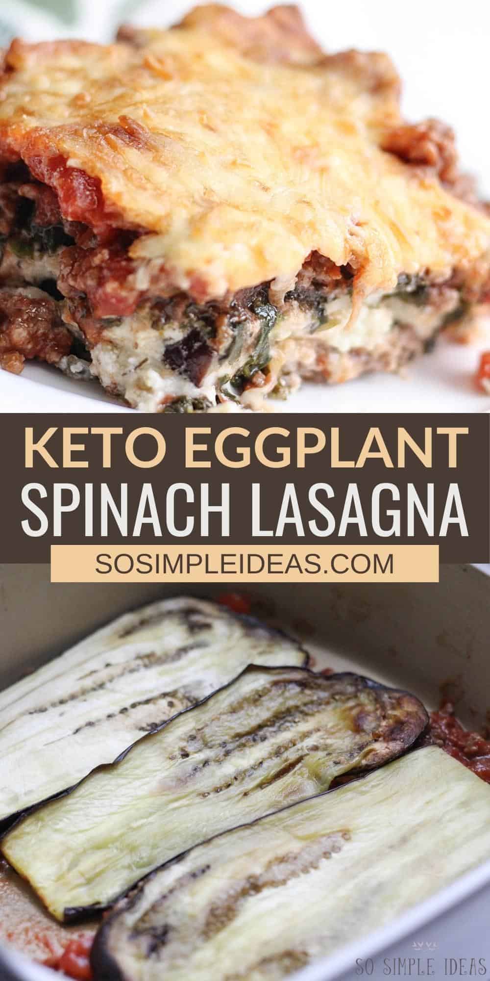 keto eggplant spinach lasagna pinterest image.
