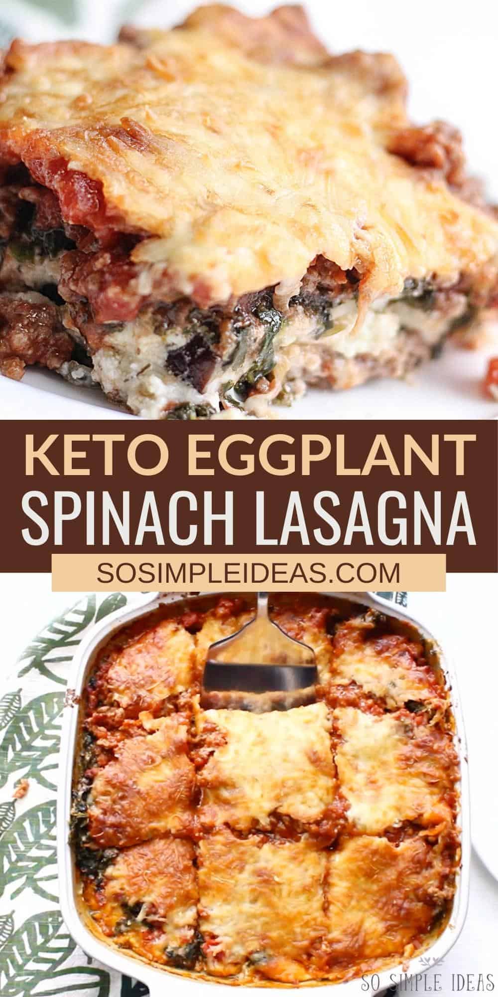 keto eggplant spinach lasagna pinterest image.