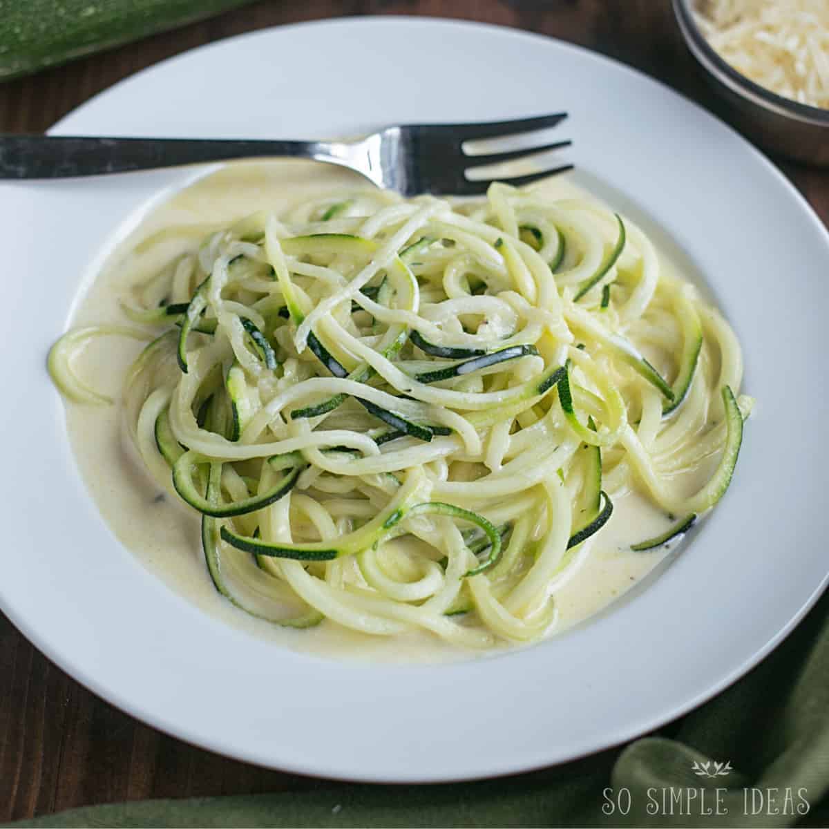 zoodles on plate keto pasta substitute