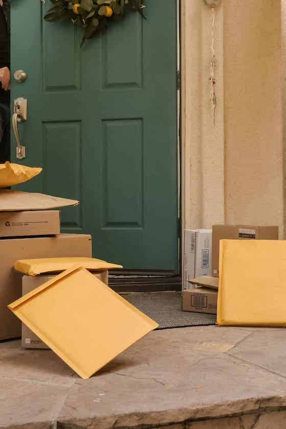 packages at front door.