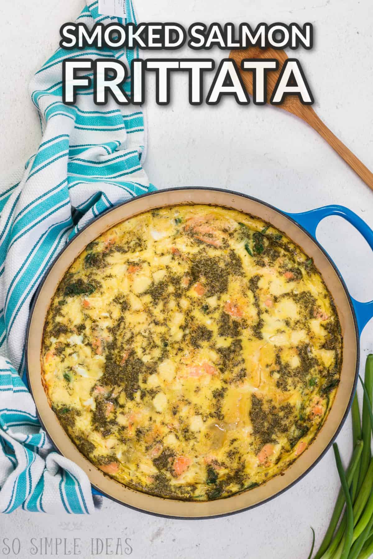 smoked salmon frittata with text overlay.