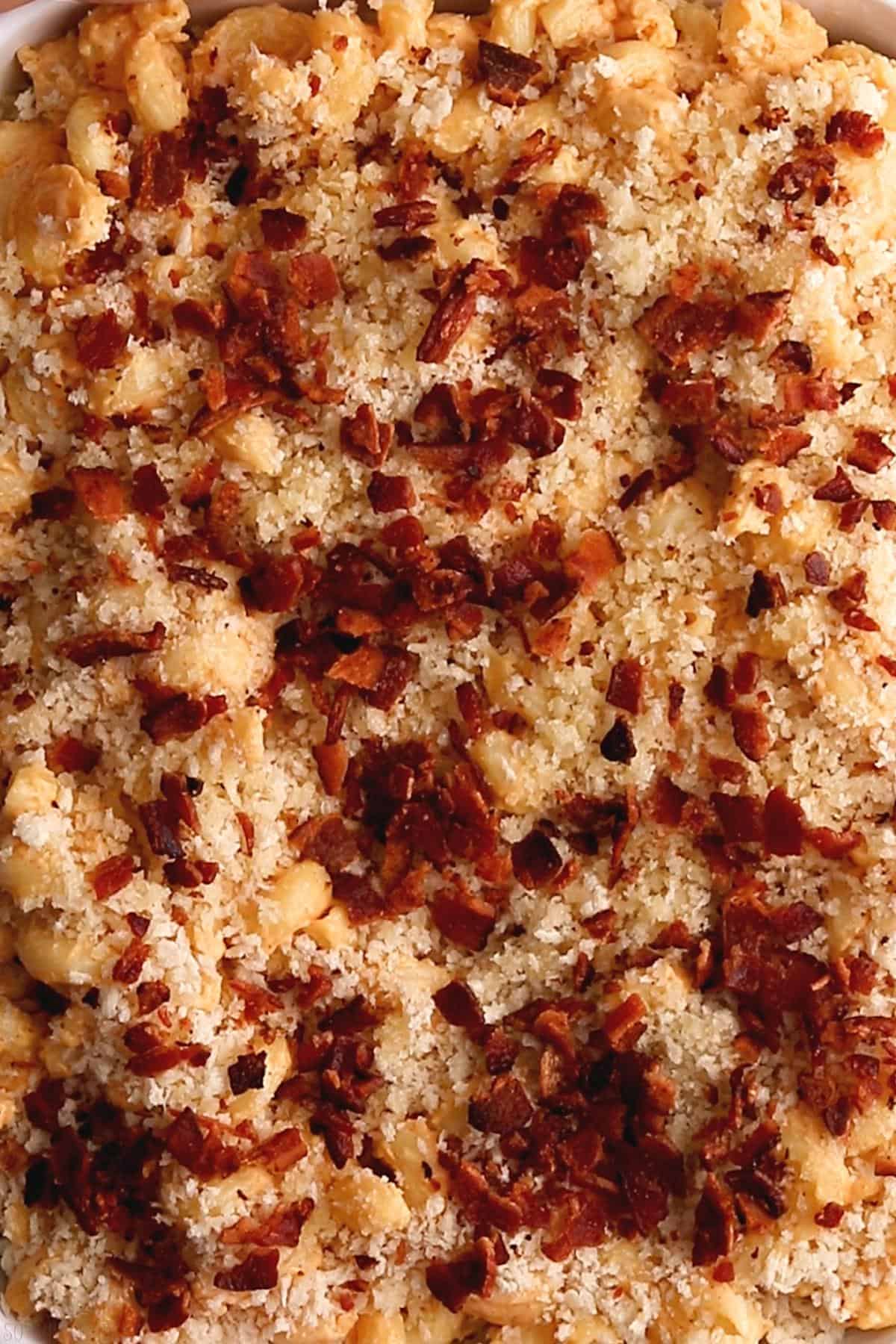 adding crumbled bacon to the top.