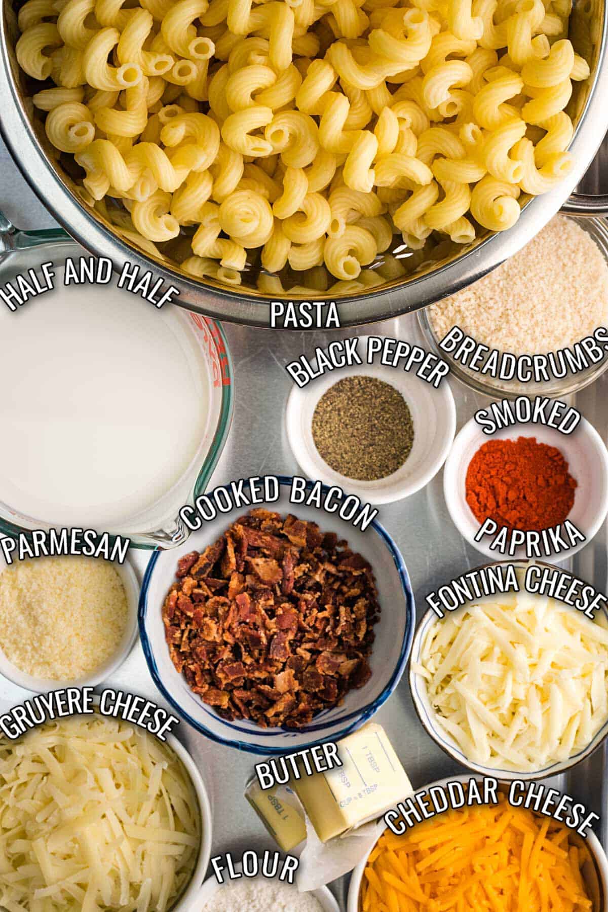 ingredients for longhorn steakhouse mac and cheese recipe.