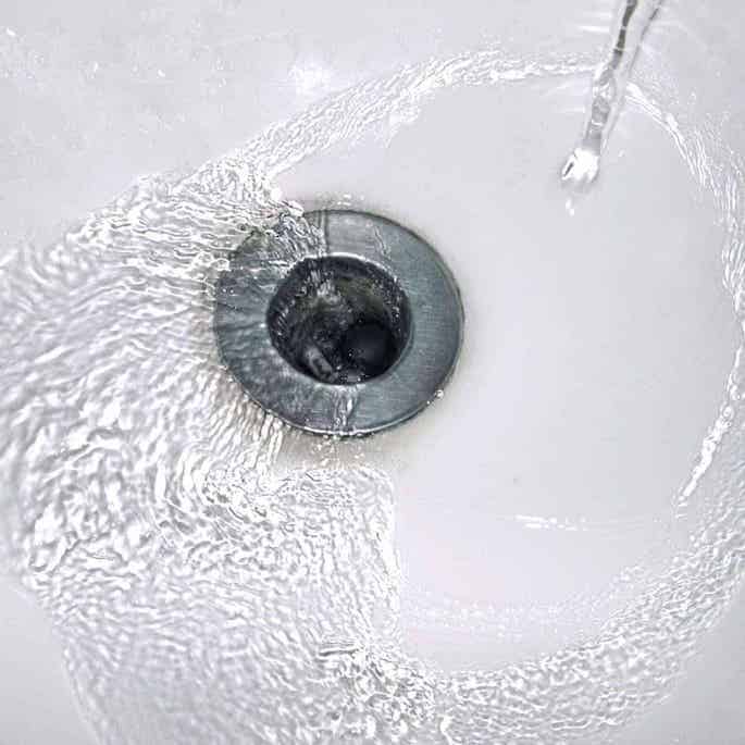 clear drain with no clogged hair.