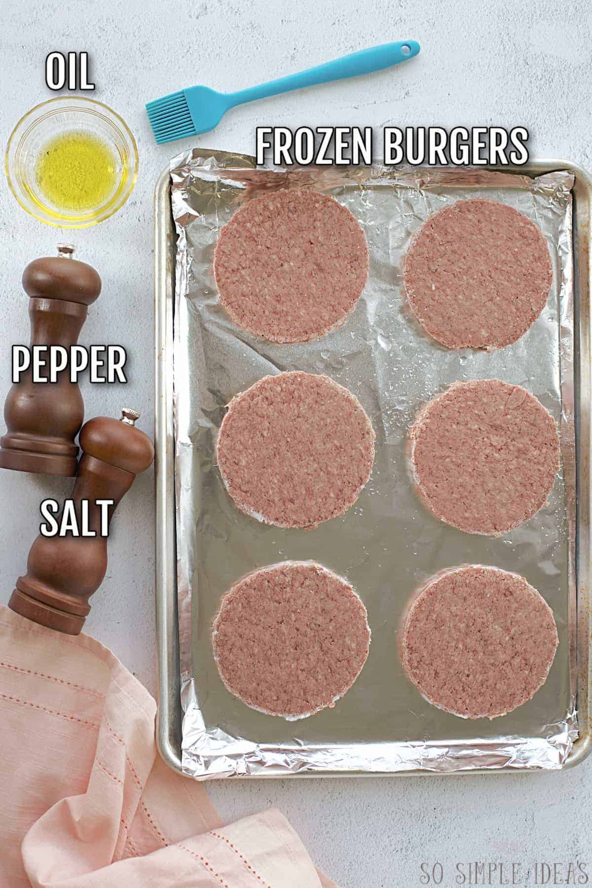 ingredients needed to cook frozen hamburgers in oven.