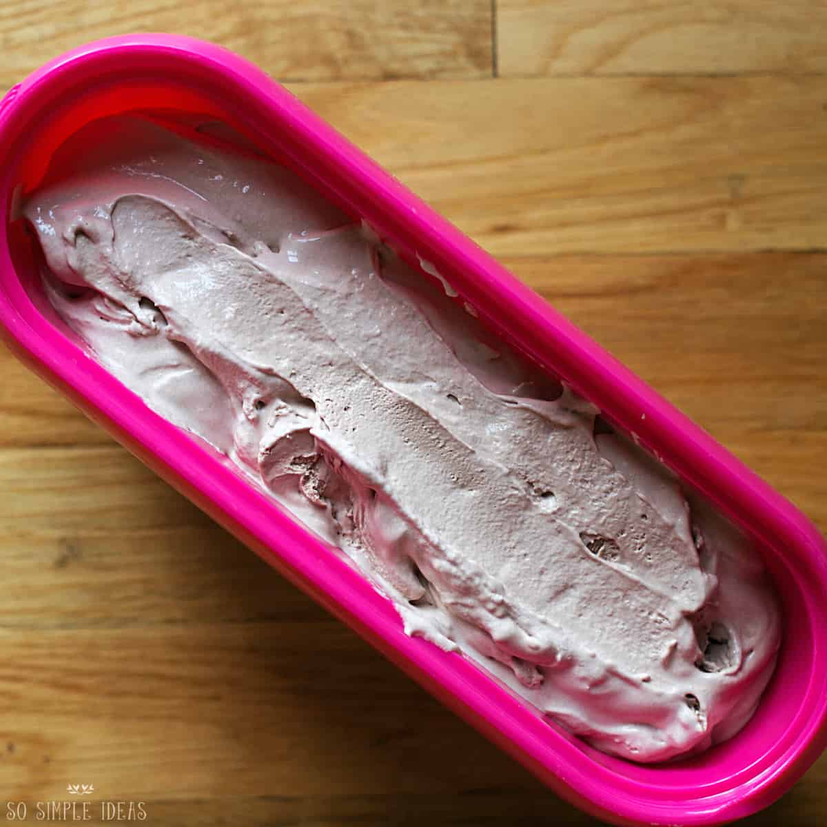 ice cream transferred to freezer container.