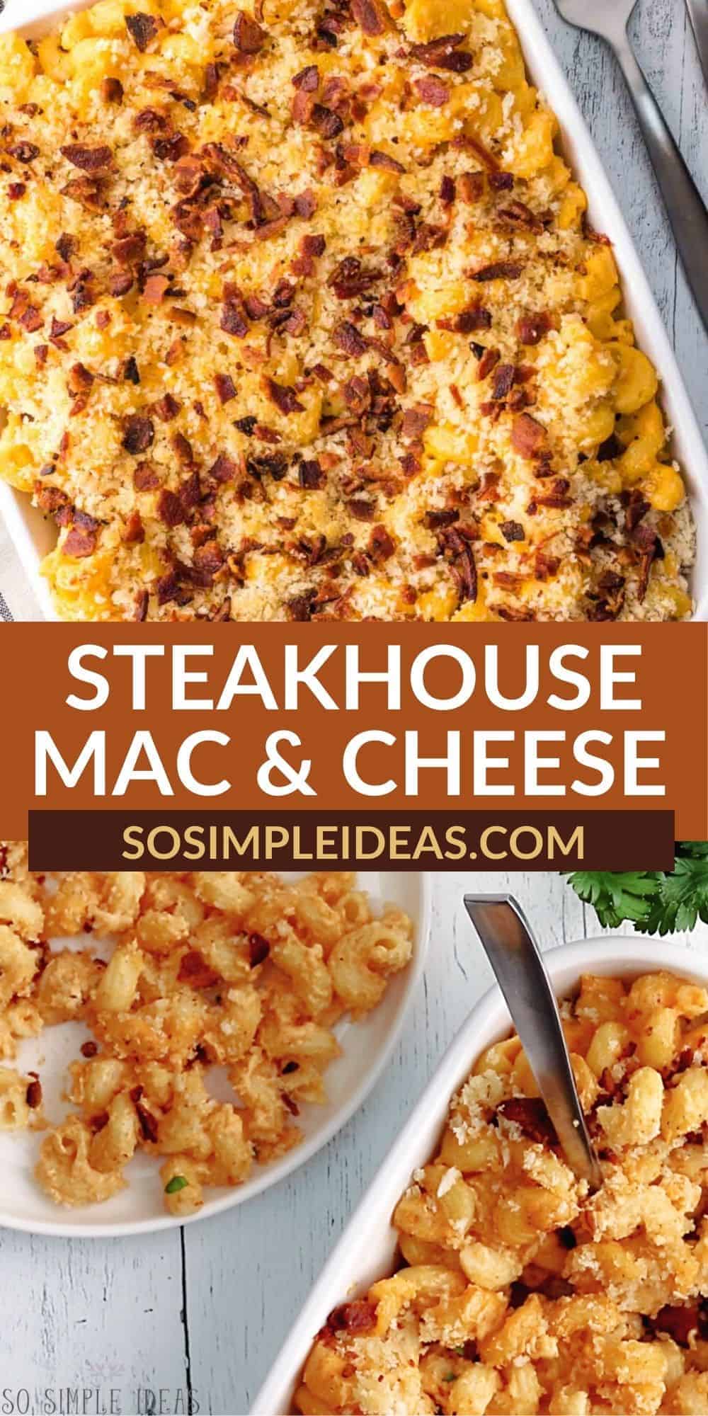 steakhouse mac and cheese pinterest image.