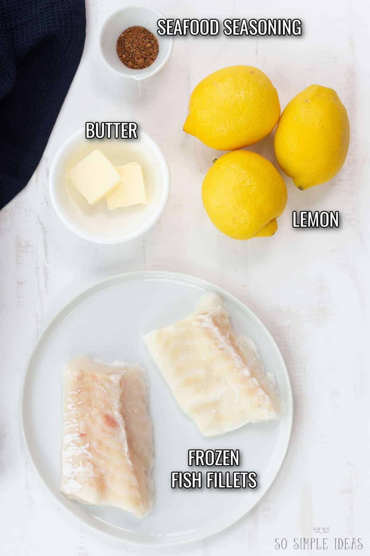 ingredients for the air fryer frozen fish fillets recipe.