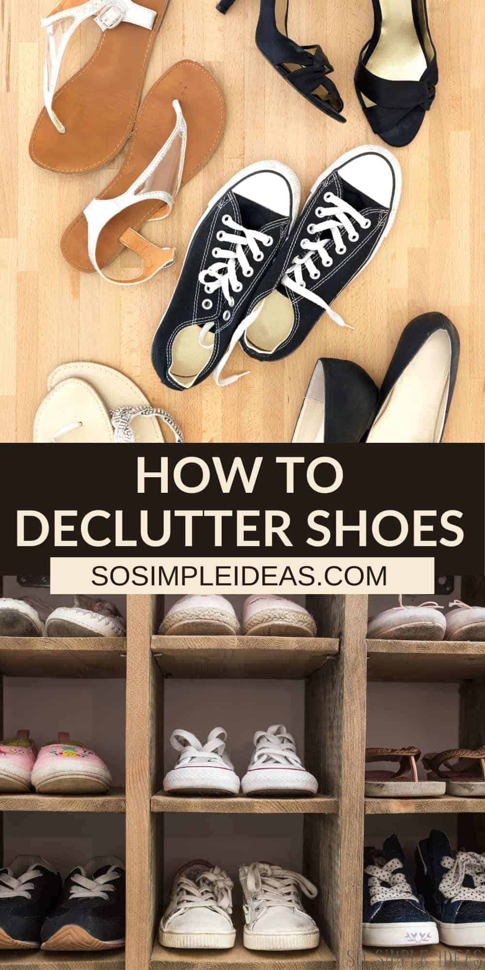 how to declutter shoes pinterest image.