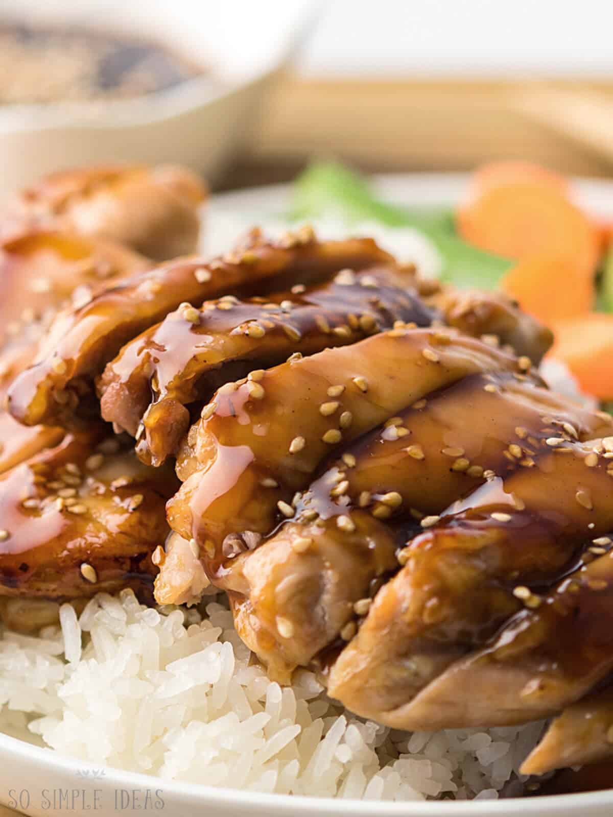 air fryer chicken teriyaki over rice.