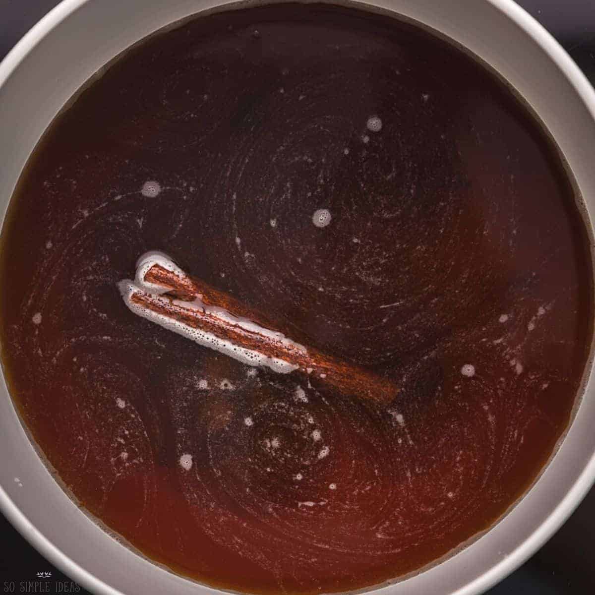 brown sugar cinnamon mixture in pot.