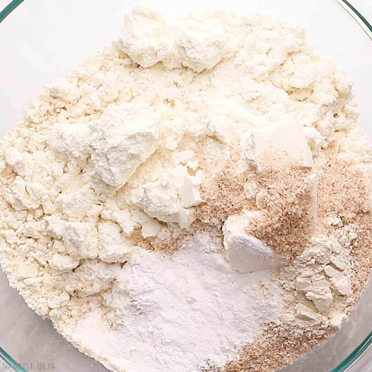 dry ingredients in mixing bowl.