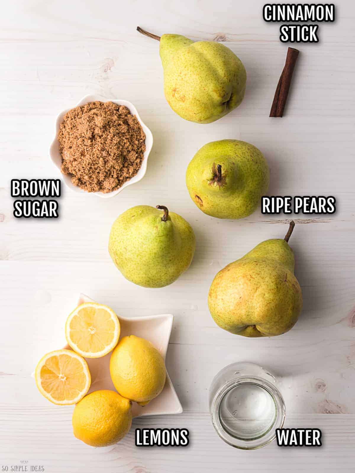 ingredients for stewed pears.