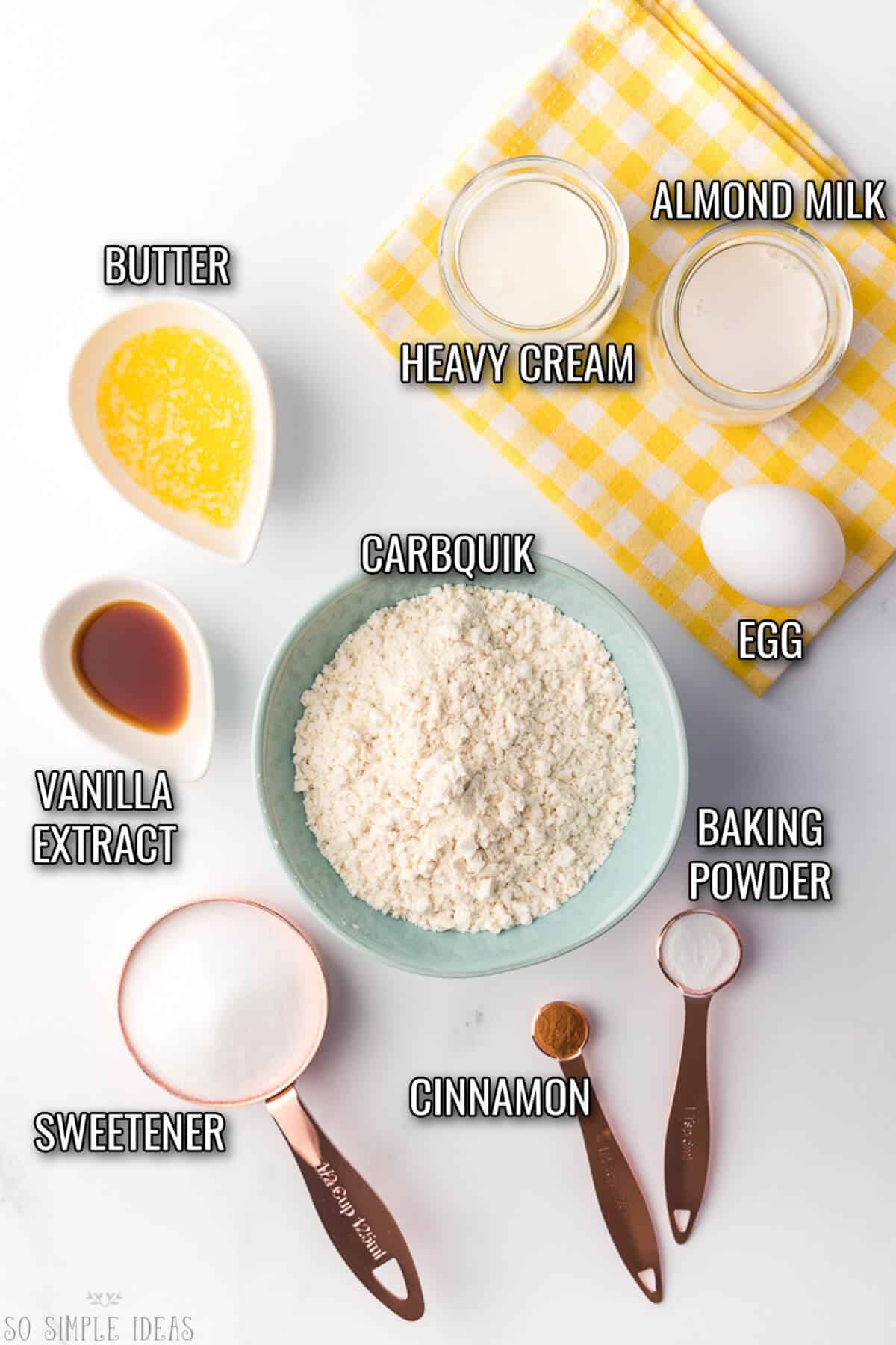 ingredients for carbquik cake recipe.