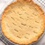 carbquick pie crust on cooling rack.