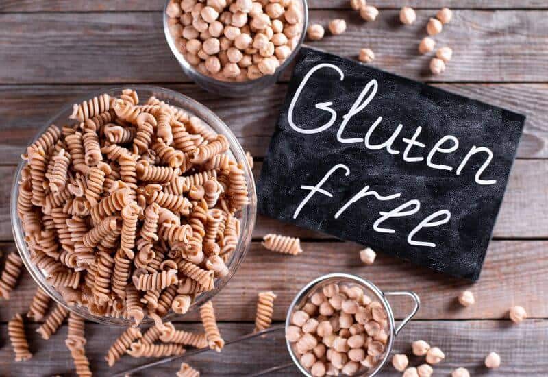 chickpea pasta with gluten free sign.