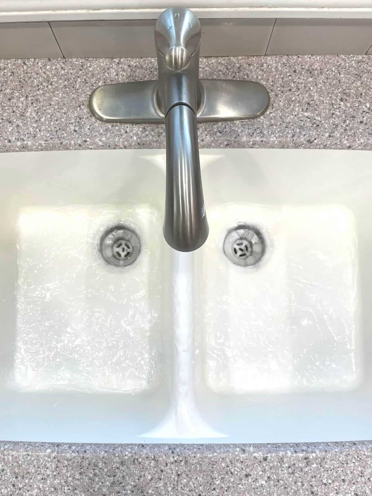 baking soda paste in corian sink.