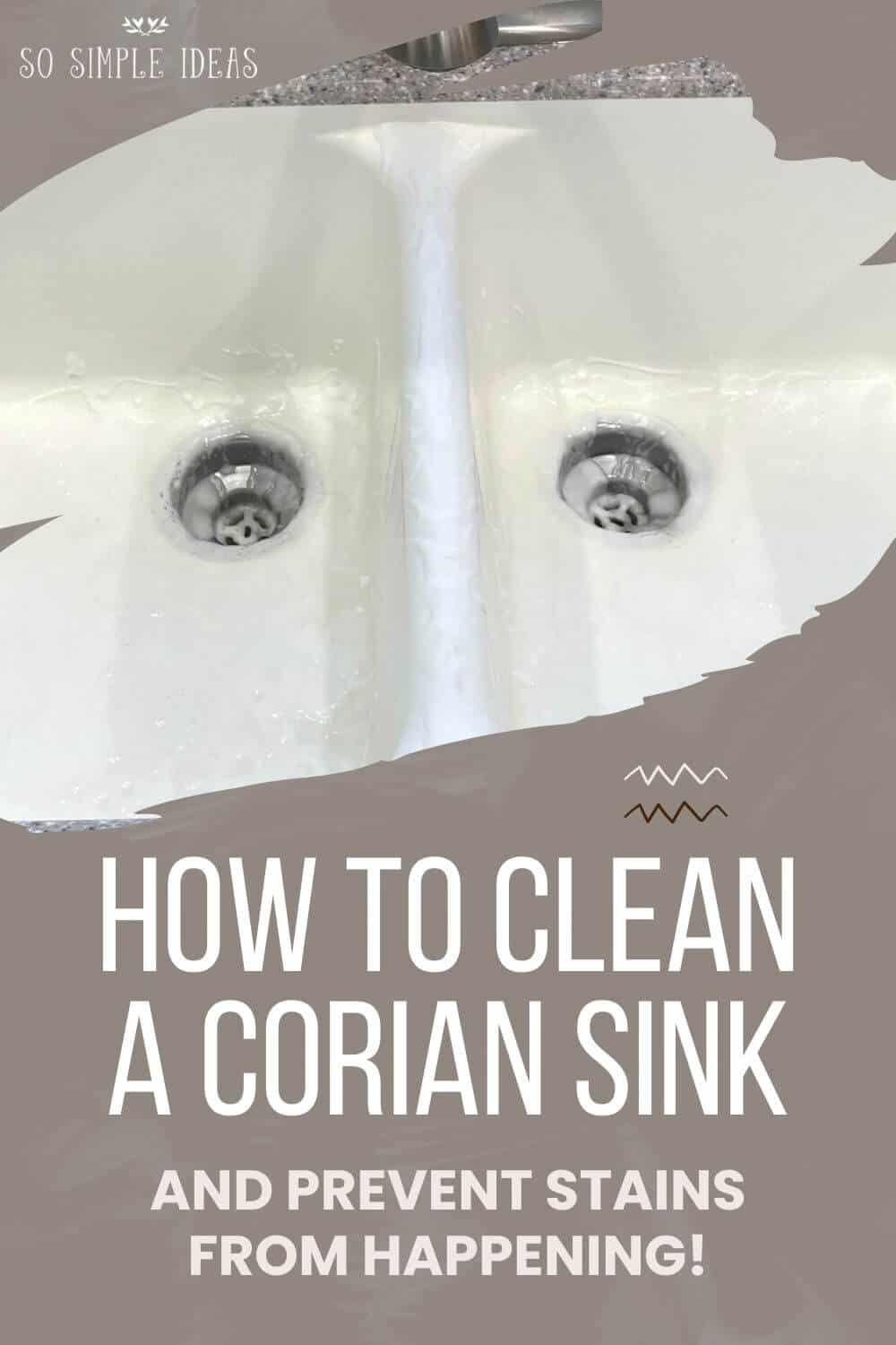 how to clean a corian sink pinterest image.