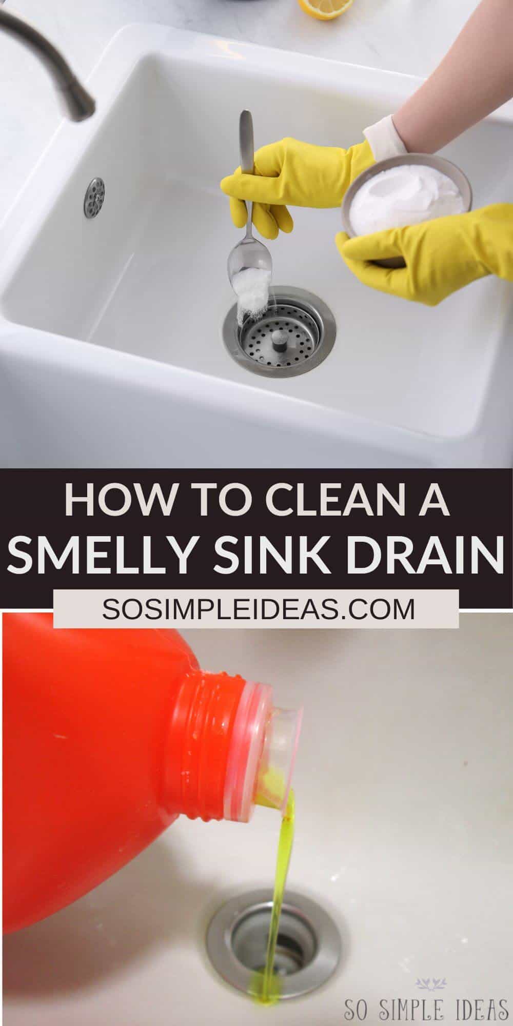 clean smelly sink drain pinterest image.