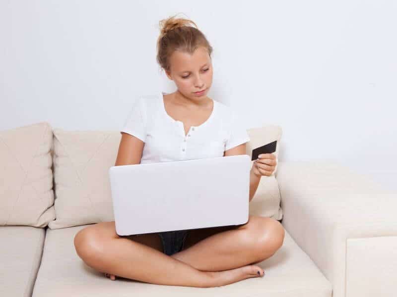 teenage girl shopping online.