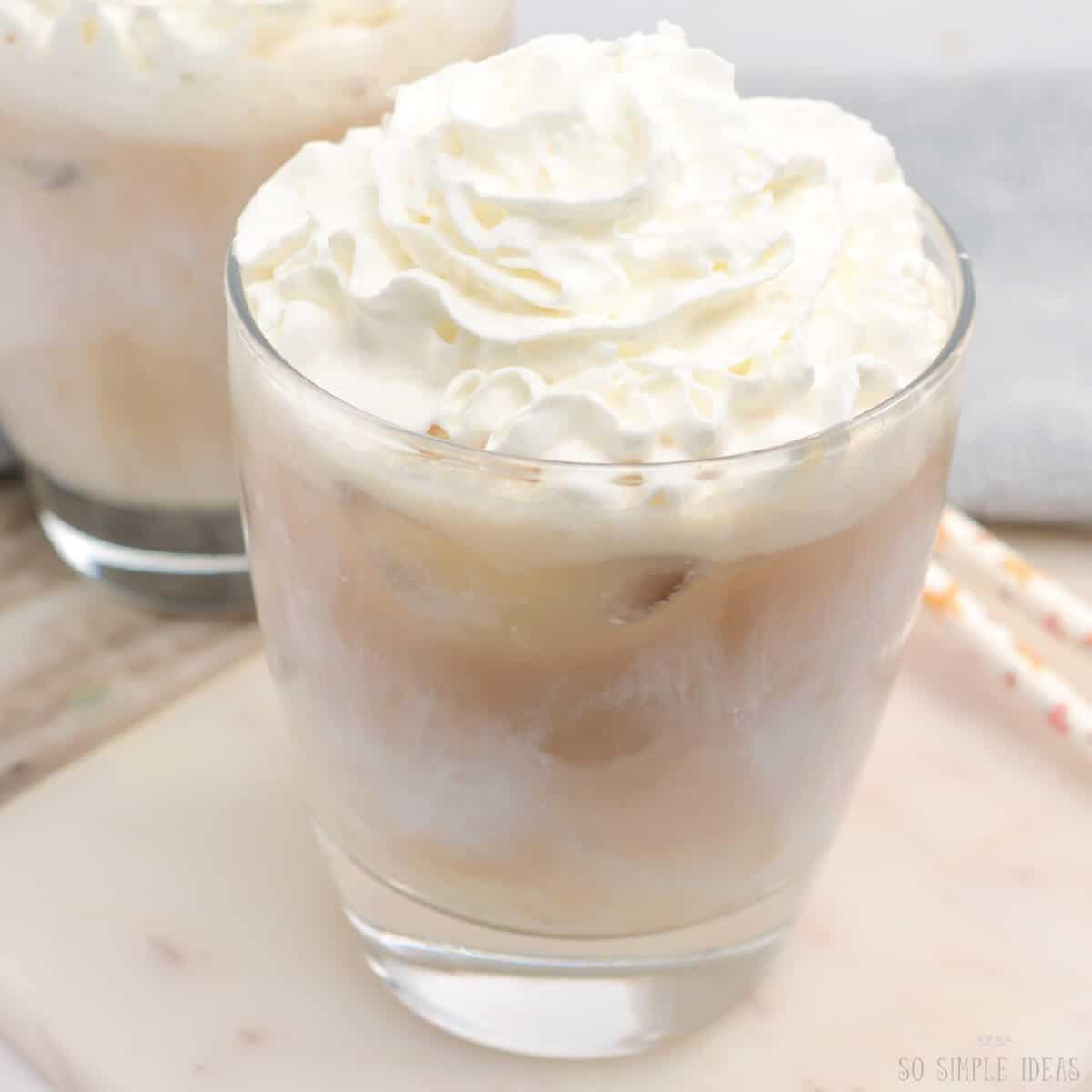 glasses of white chocolate mocha drinks.