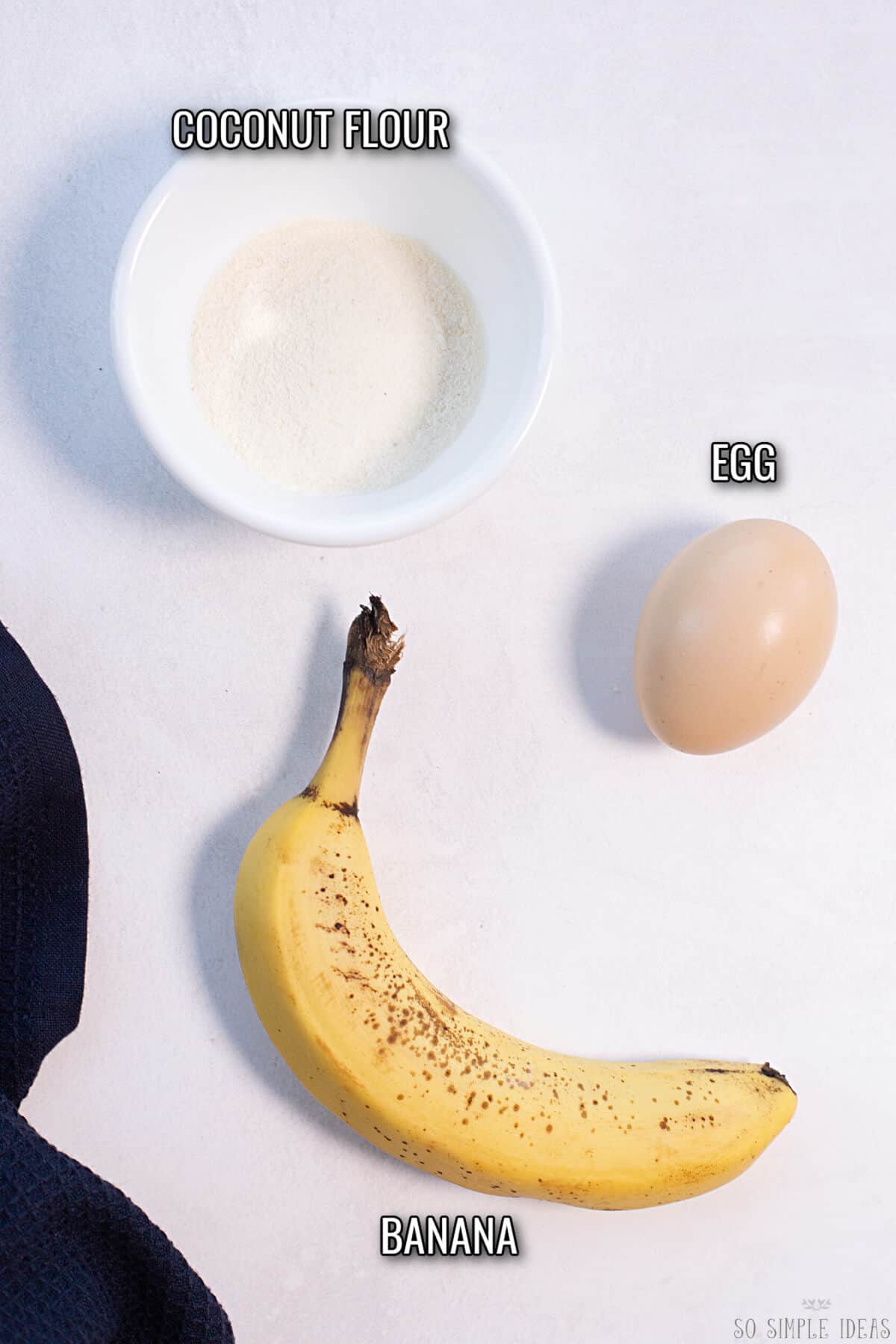 ingredients for the banana mug cake recipe.