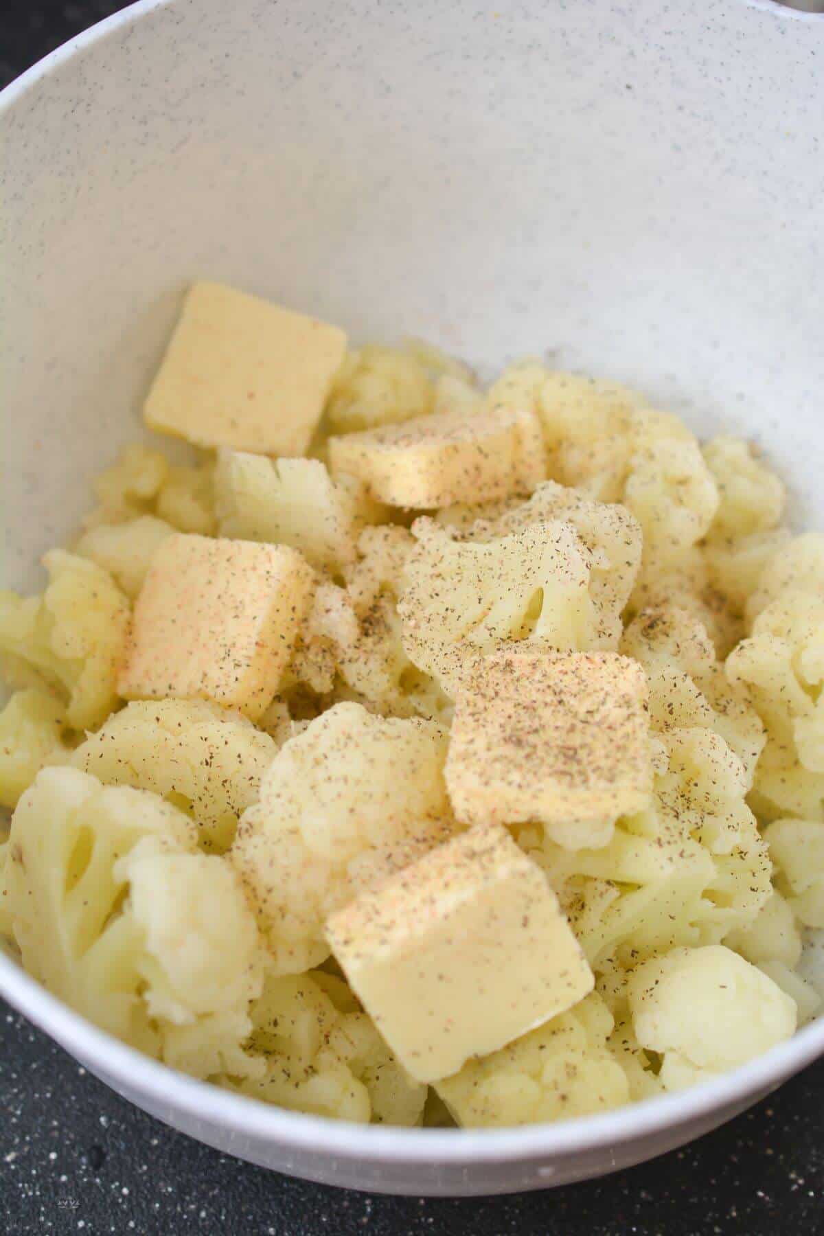 making cauliflower mash.