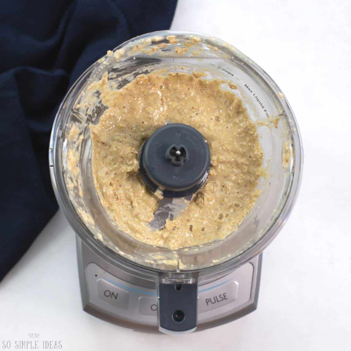 pancake batter in food processor.