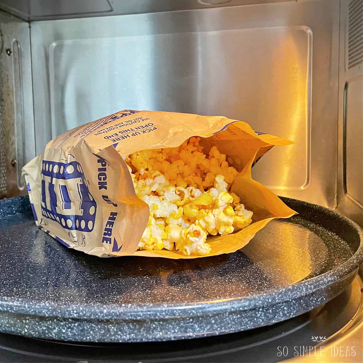 popcorn bag in microwave.